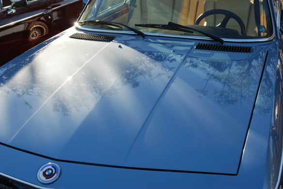 Fjord blue BMW 3.8 CSI model_ front hood lighting & reflections_cars&coffee/irvine_10/05/13