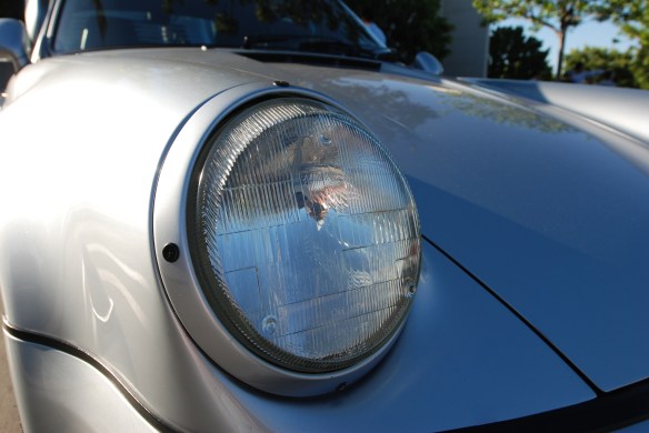 Silver 1993-94 Porsche 964 Turbo 3.6_headlight, fender & hood reflections_cars&coffee/irvine_10/05/13