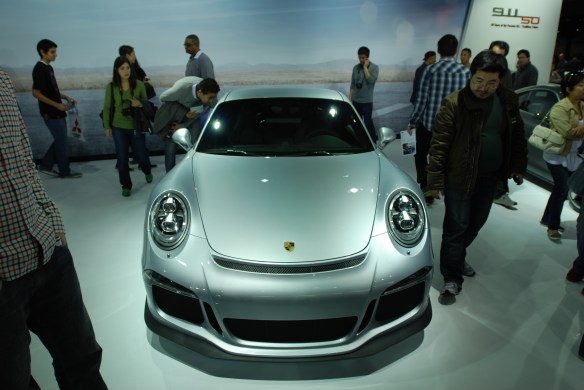 2014 Silver Porsche GT3_ front view_LA Auto show_November 23, 2013 2014 Silver Porsche GT3_ front view_LA Auto show_November 23, 2013