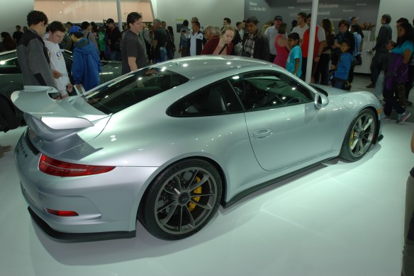 2014 Silver Porsche GT3_ 3/4 side view_LA Auto show_November 23, 2013 2014 Silver Porsche GT3_ 3/4 side view_LA Auto show_November 23, 2013