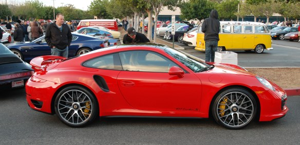 2014 Guards Red Porsche 911 Turbo S_side view_cars&coffee_December 21, 2013