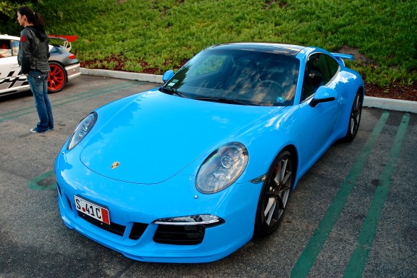 2014 Riviera Blue Porsche 991 with Aerokit Cup option_3/4 front view_cars&coffee/irvine_November 30, 2013