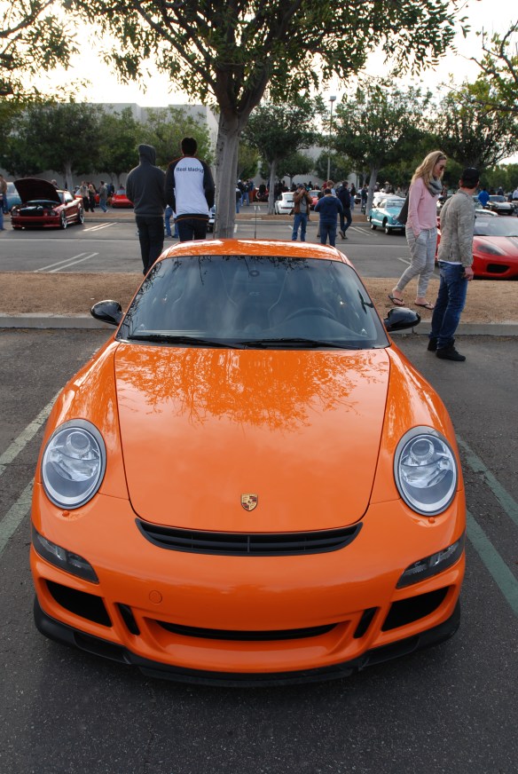Orange 2007 Porsche 911 GT3RS_front view_ Cars&Coffee/Irvine_January 4, 2014