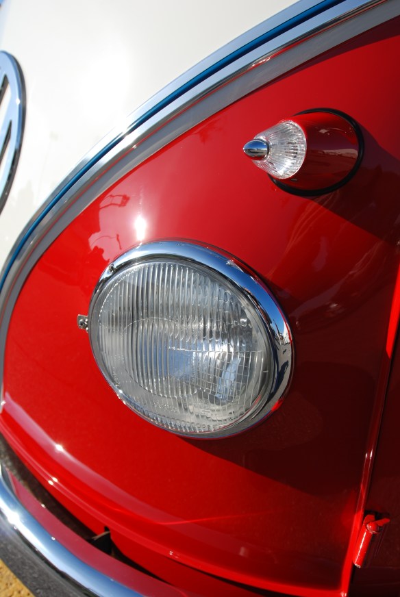 1958 VW Type 2 single cab_headlight and bullet indicator with reflections_OCTO Winter meet_Long Beach , CA_February 8, 2014 1958 VW Type 2 single cab_headlight and bullet indicator with reflections_OCTO Winter meet_Long Beach , CA_February 8, 2014