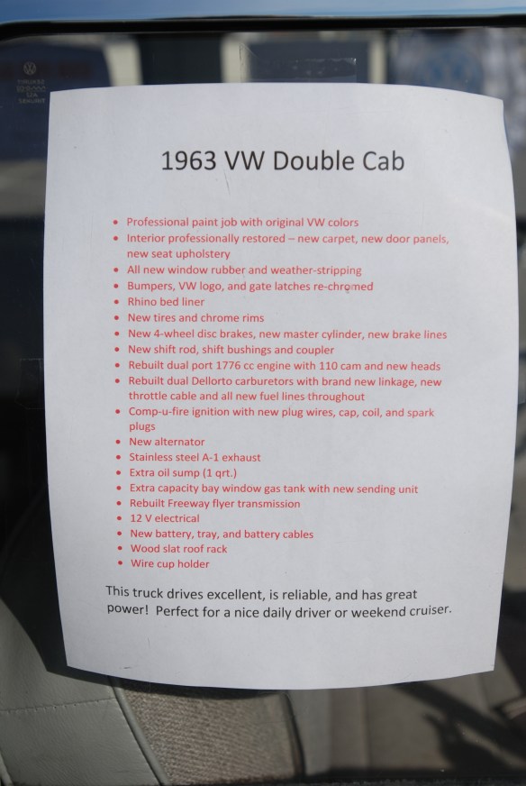 1963 2 tone lime green type 2 double cab_window sticker/for sale description_OCTO Winter meet_Long Beach , CA_February 8, 2014 1963 2 tone lime green type 2 double cab_window sticker/for sale description_OCTO Winter meet_Long Beach , CA_February 8, 2014