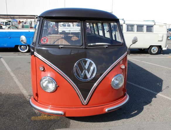 Post 1955 Microbus_Sealing wax red and chestnut brown_front view_OCTO Winter meet_Long Beach , CA_February 8, 2014 Post 1955 Microbus_Sealing wax red and chestnut brown_front view_OCTO Winter meet_Long Beach , CA_February 8, 2014