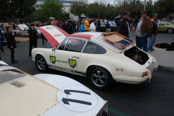 1967 Porsche 911R #001_3/4 side view with hood and rear deckled opened _cars&coffee/irvine_january 25, 2014