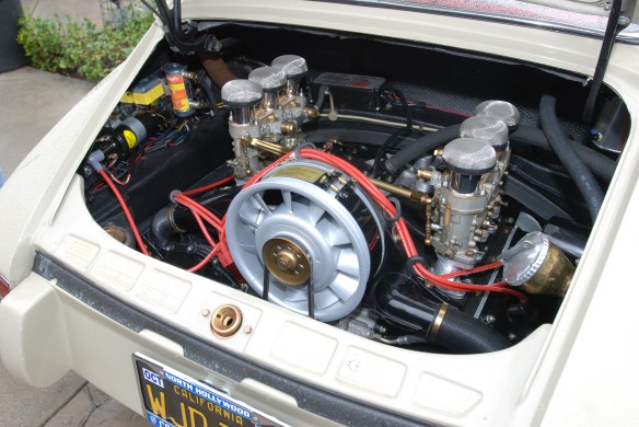 Beige Gray 1968 Porsche 911_ Motor detail shot_Phoenix Club Car show & Swap_March 3, 2014