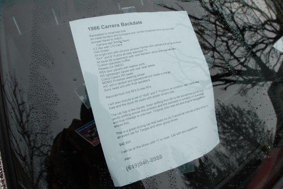 Irish green backdated 1986 Porsche 3.2 911 Carrera_backdating shopping list_Phoenix Club Car show & Swap_March 3, 2014