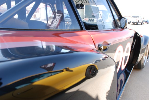 TruSpeeds restored,1978 Interscope racing Porsche 935 twin turbo_3/4 rear view with fender reflections _California Festival of Speed_4/5/14