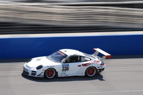 PCA club racing series_ GT3 Cup cars _White #336 GT3 at speed_California Festival of Speed_4/5/14