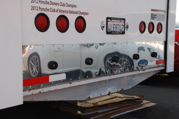  Car hauler  / trailer rear door reflection_paddock area_California Festival of Speed_4/5/14