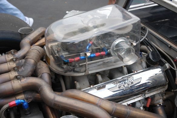 White 1967 Ford GT MK IV_engine detail shot_cars&coffee/irvine_May 10, 2014