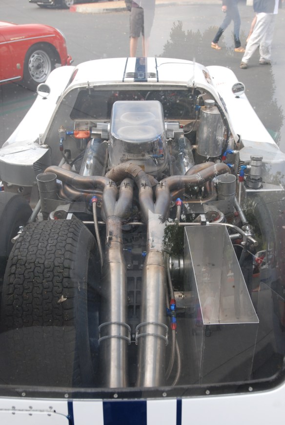 White 1967 Ford GT MK IV_view of motor thru rear window_cars&coffee/irvine_May 10, 2014