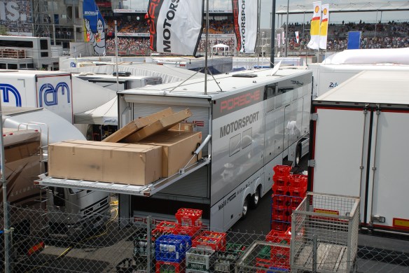Porsche motorsports parts trailer_paddock/garage area_Le Mans24_June 14, 2014
