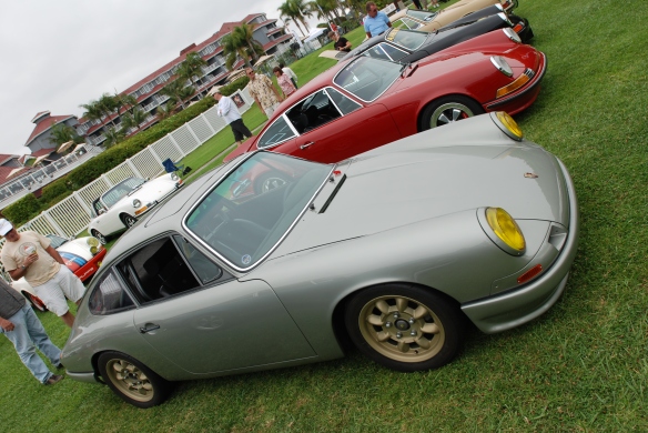 Platinum colored "Forza 6" porsche 911_3/4 side view_2014 Dana Point concours_July 20, 2014