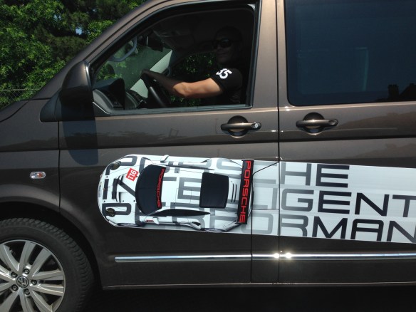 VW Vanagon outside Paris with Porsche 2014 graphics_Side view_June 12, 2014