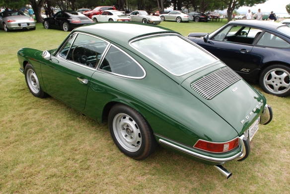 1968 Irish Green 912 coupe_3/4 rear view & reflections_2014 Dana Point concours_July 20, 2014