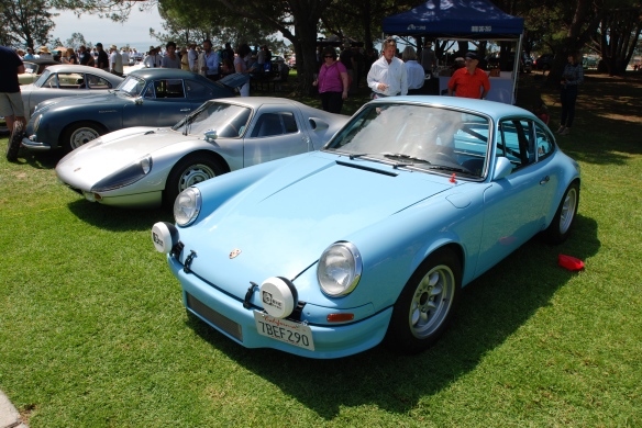 Group shot_Gmund coupe, Carrera GT, 904 GTS, 911ST_2014 Dana Point concours_July 20, 2014