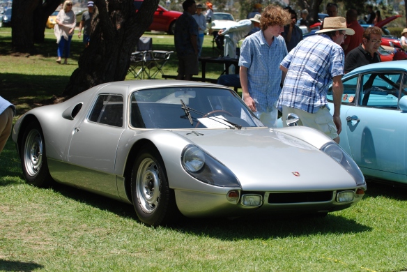Silver 1964 Porsche 904 GTS_3/4 front view_2014 Dana Point concours_July 20, 2014