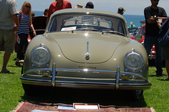 Stone Gray 1959 Porsche 356 coupe_front view_2014 Dana Point concours_July 20, 2014