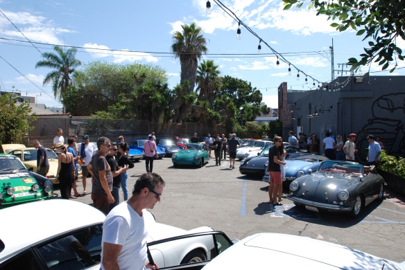 Deus rear parking lot with Porsches_Luftgekuhlt event_Sunday September 7, 2014