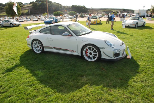 White 2011 Porsche 911 GT3 RS4.0_ my first in person viewing at Rennsport Reunion IV_ Laguna Seca race track _october 2011