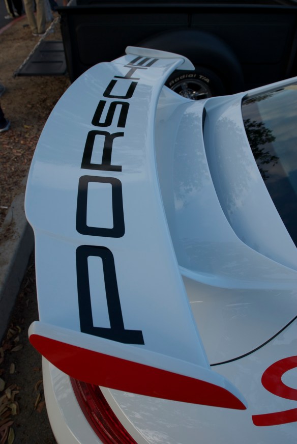 2014 Porsche GT3_rear wing with graphics detail_cars&coffee_October 18, 2014