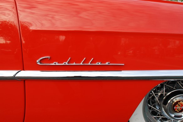 Red 1953 Cadillac Eldorado convertible_front fender detail_cars&coffee_October 18, 2014